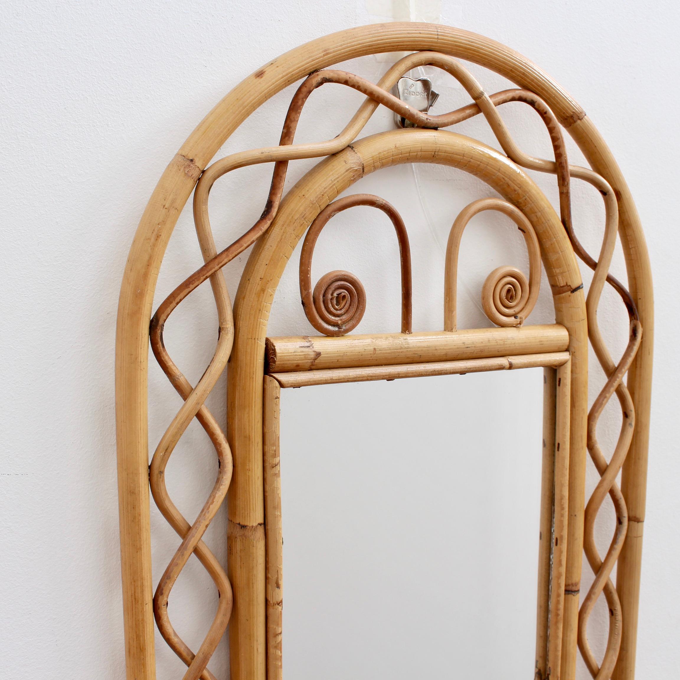 Vintage French Rattan Wall Mirror, 'circa 1960s' In Fair Condition In London, GB