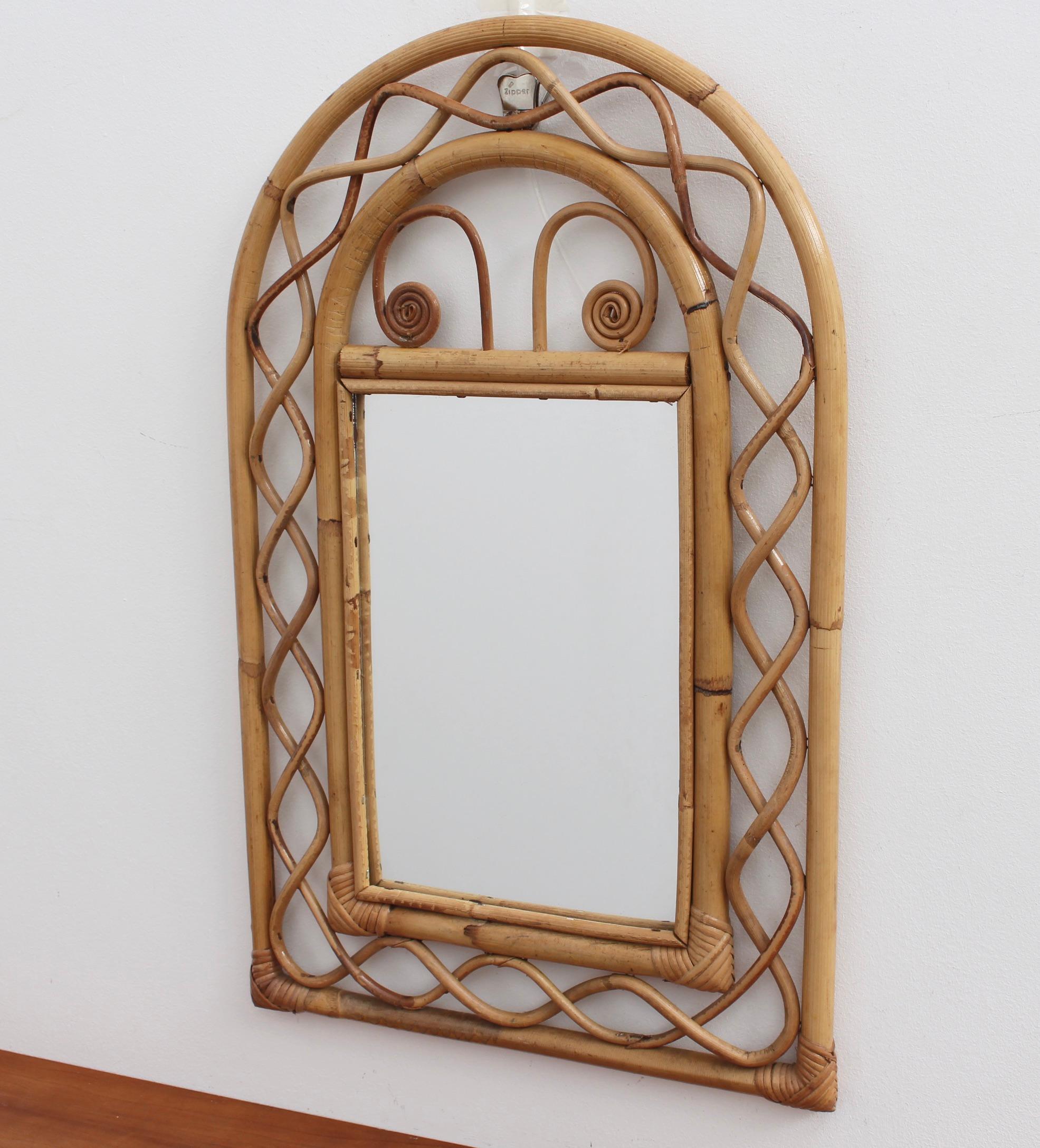 Vintage French Rattan Wall Mirror, 'circa 1960s' 3