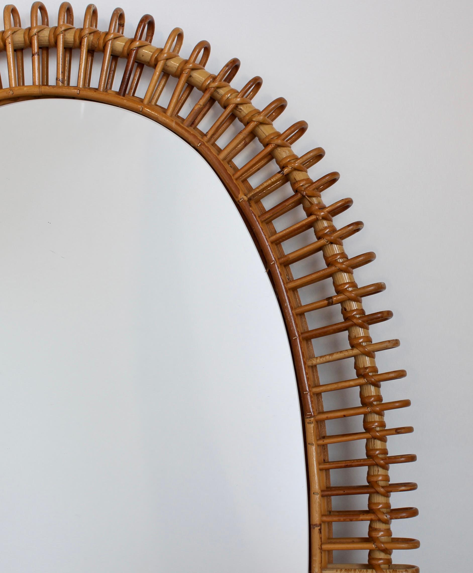 Vintage French Rattan Wall Mirror (circa 1960s) - Large 6