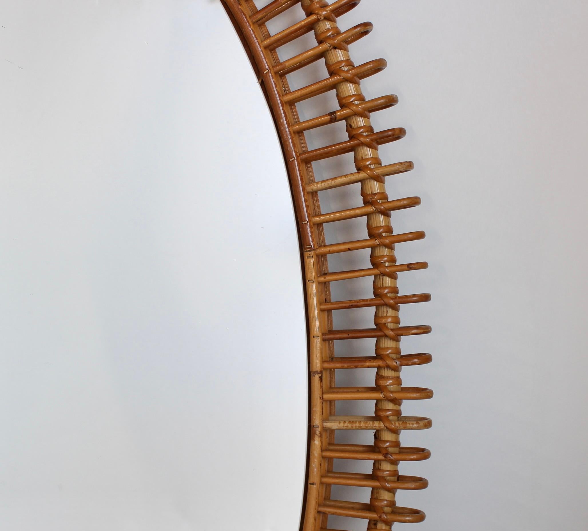 Vintage French Rattan Wall Mirror (circa 1960s) - Large 7