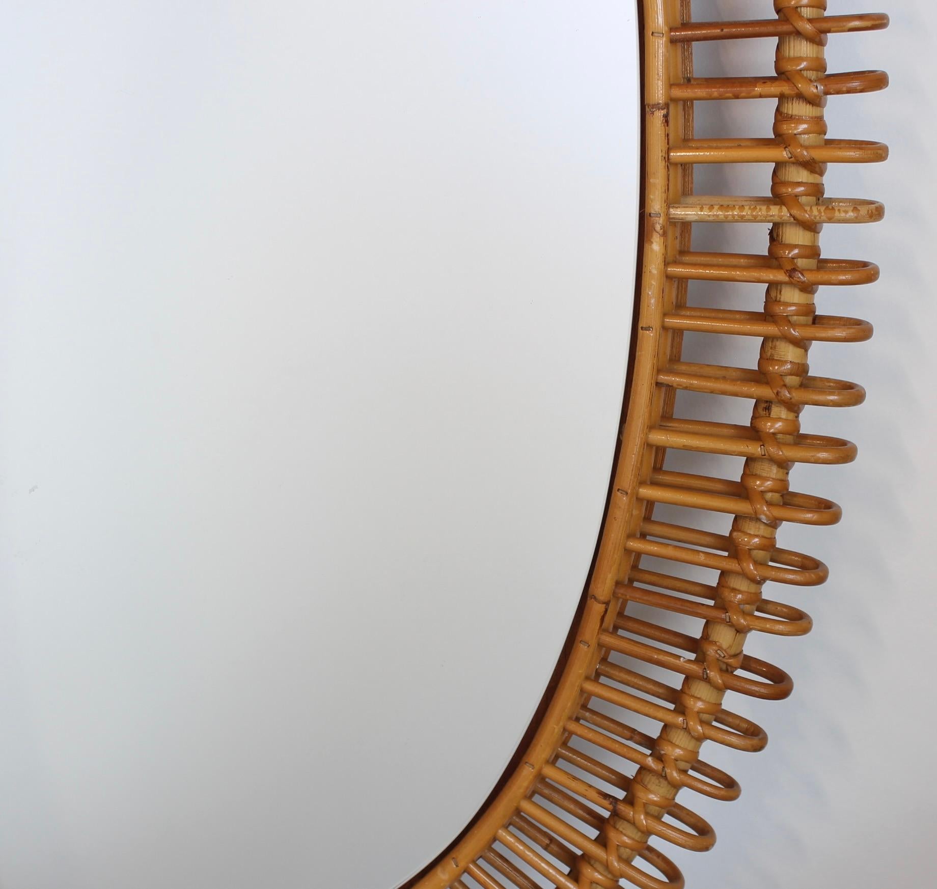 Vintage French Rattan Wall Mirror (circa 1960s) - Large 8