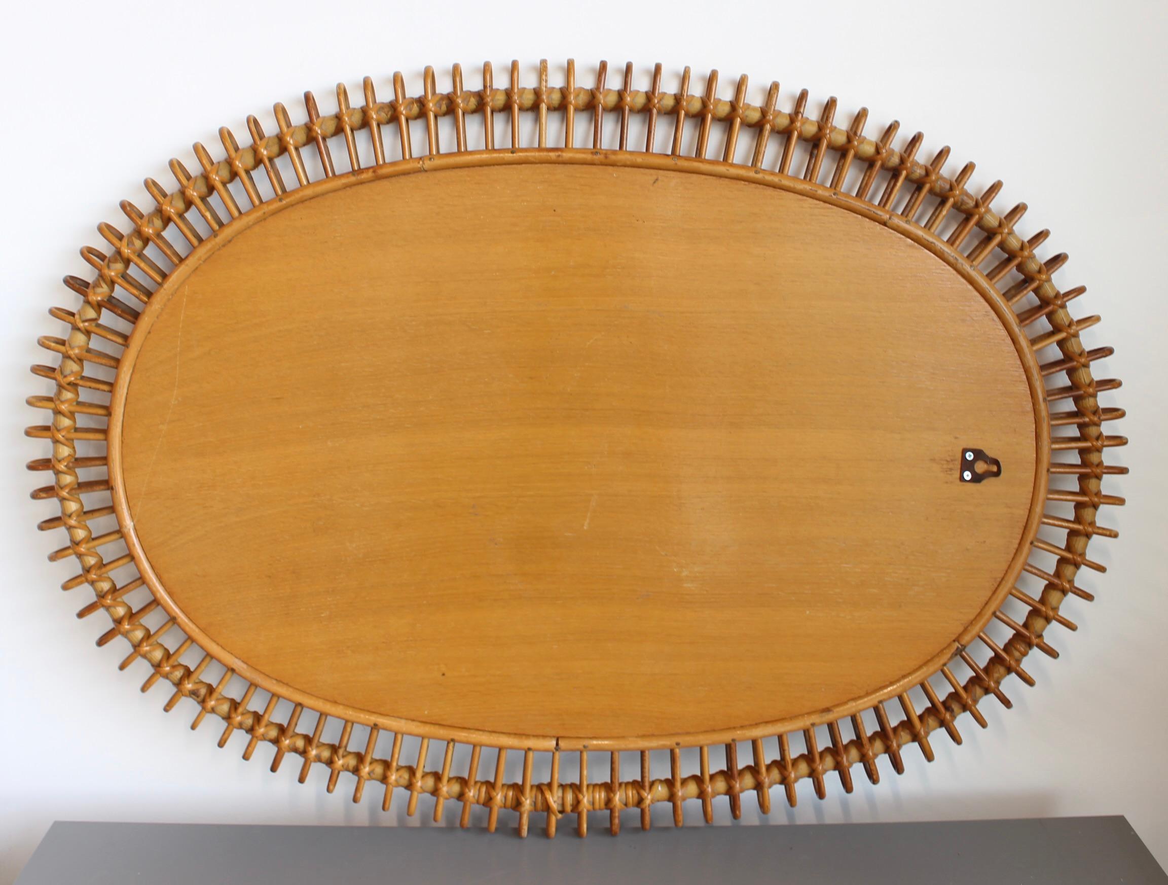 Vintage French Rattan Wall Mirror (circa 1960s) - Large 9
