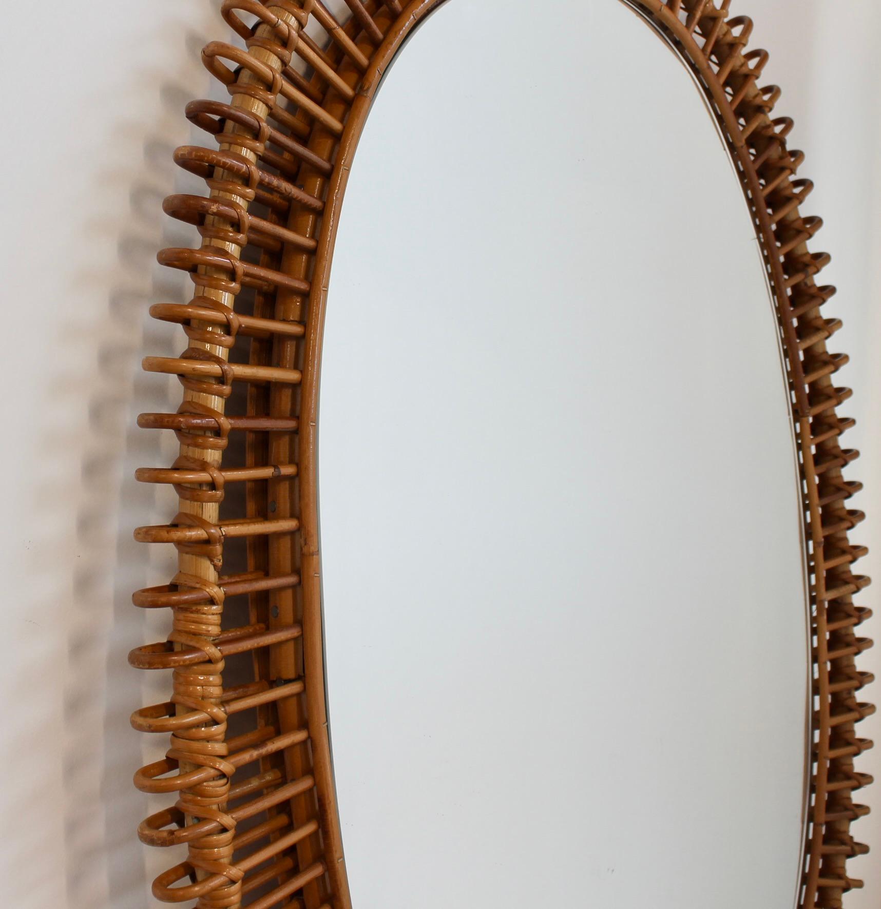 Vintage French Rattan Wall Mirror (circa 1960s) - Large 1