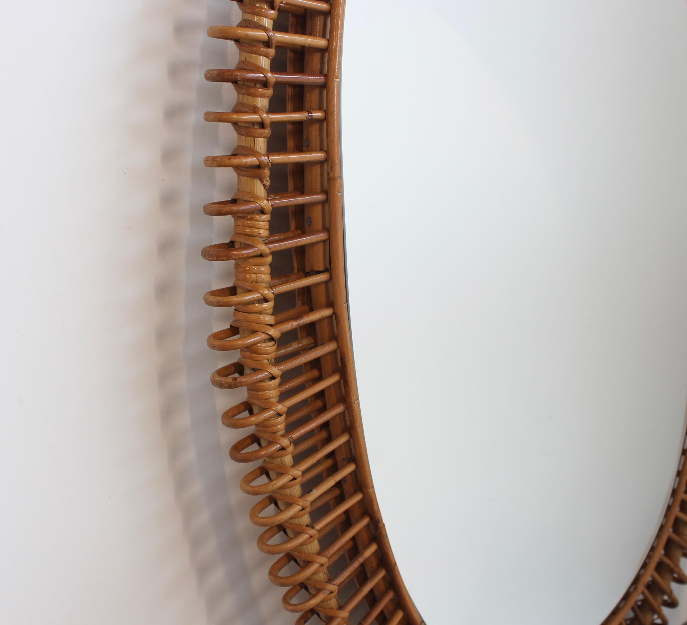 Vintage French Rattan Wall Mirror (circa 1960s) - Large 2