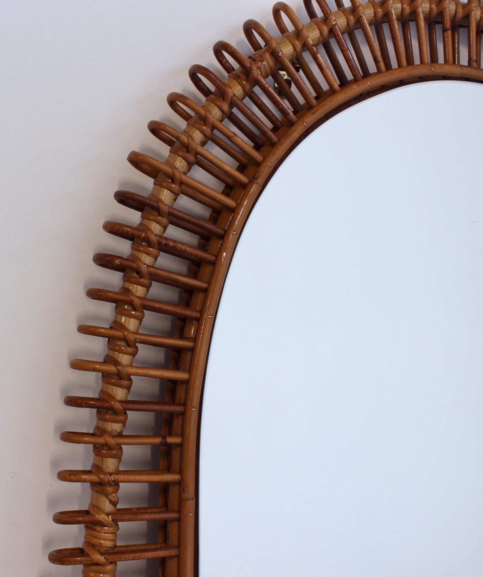 Vintage French Rattan Wall Mirror (circa 1960s) - Large 5