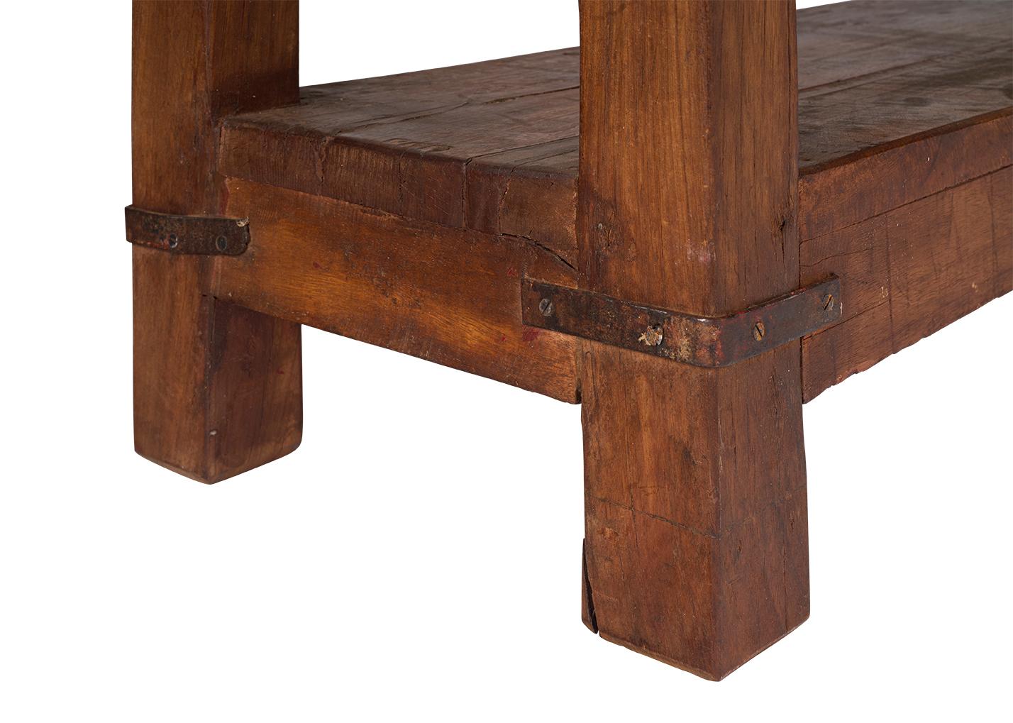 Vintage French Reclaimed Wood Console Table In Good Condition In Dallas, TX