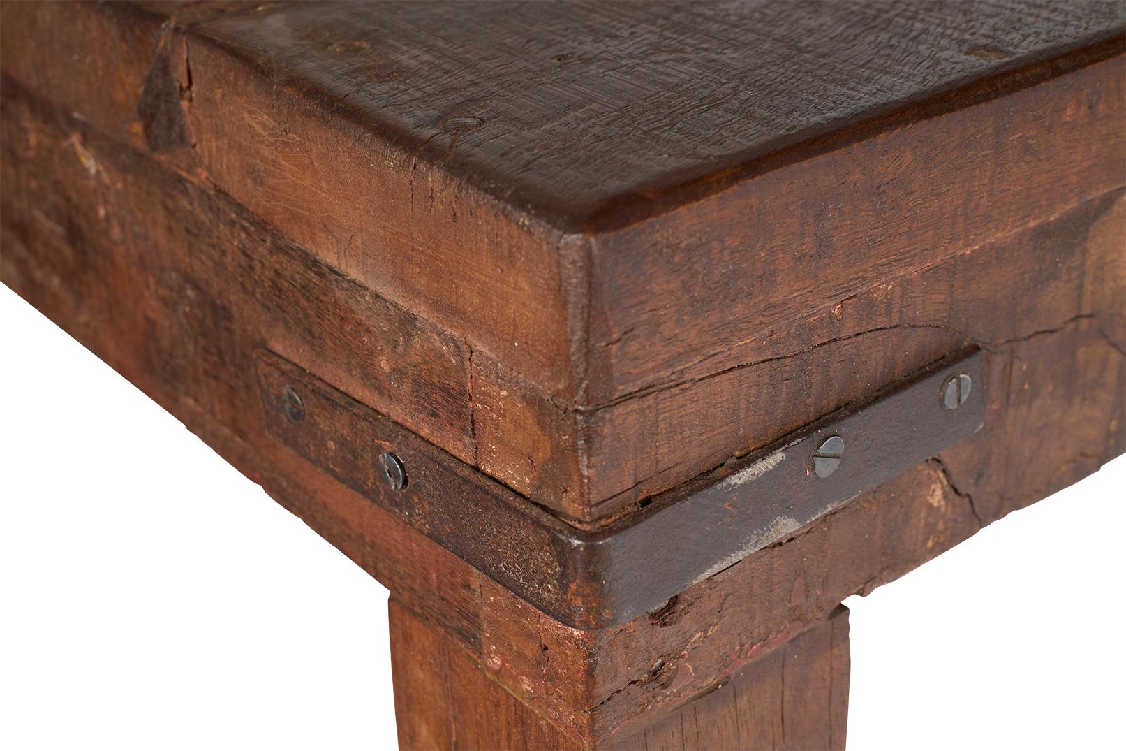 20th Century Vintage French Reclaimed Wood Console Table