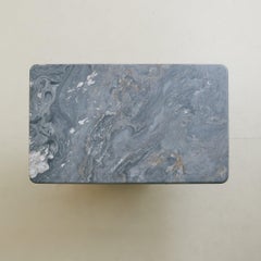 Vintage French Rectangular Gray Marble Coffee Table