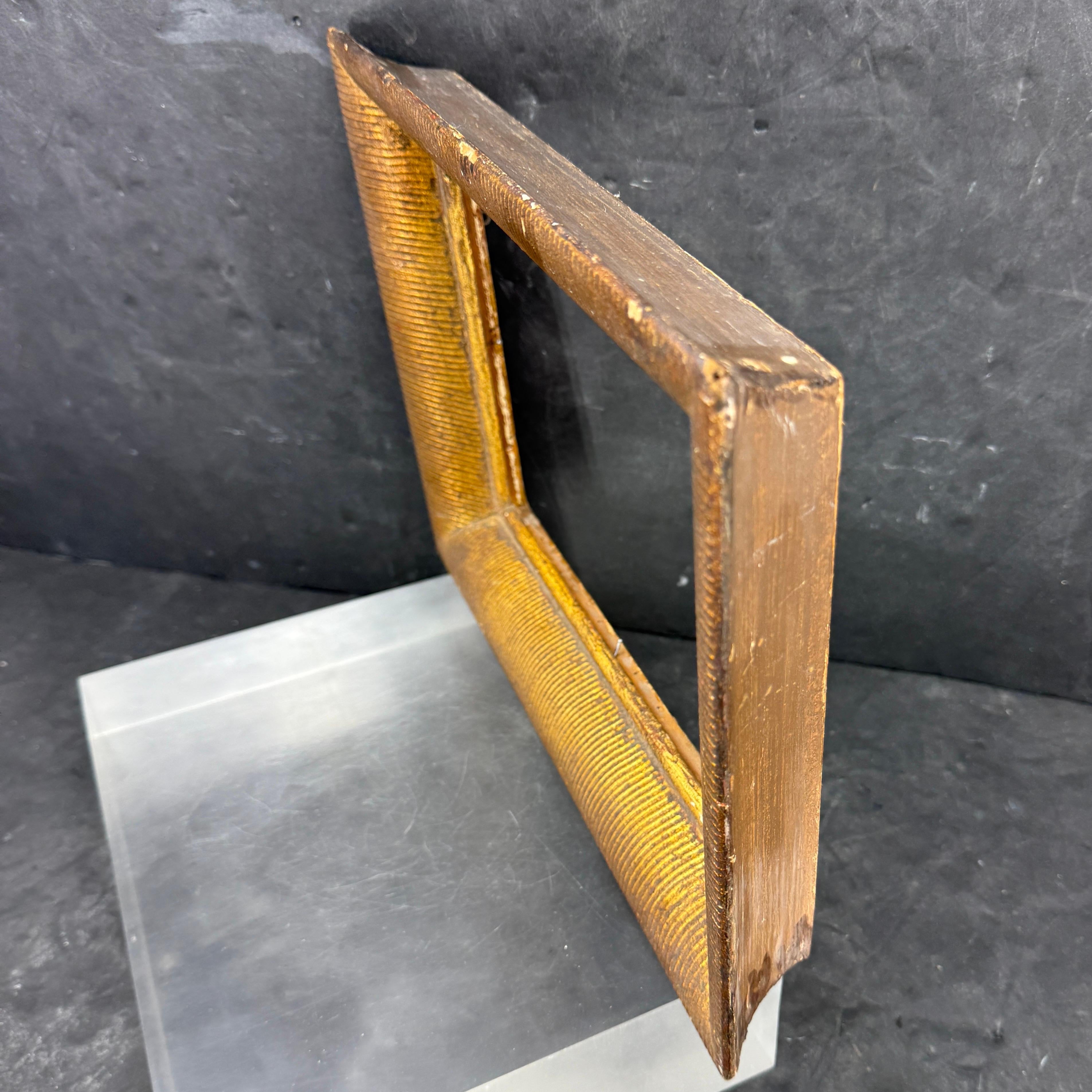 Vintage Französisch Rechteckig Gerippt Holz Vergoldet Kunstrahmen im Angebot 3