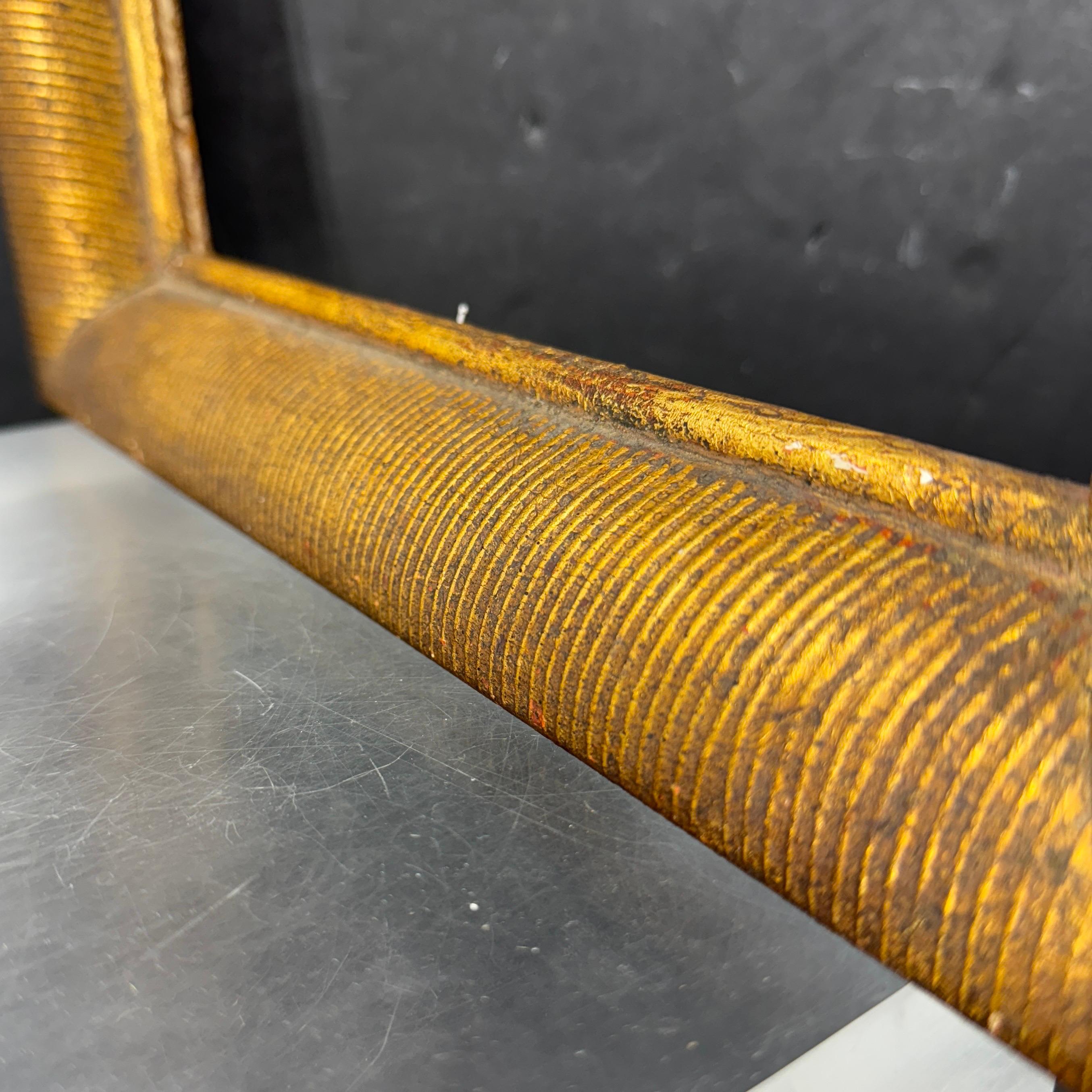 Vintage Französisch Rechteckig Gerippt Holz Vergoldet Kunstrahmen im Angebot 4