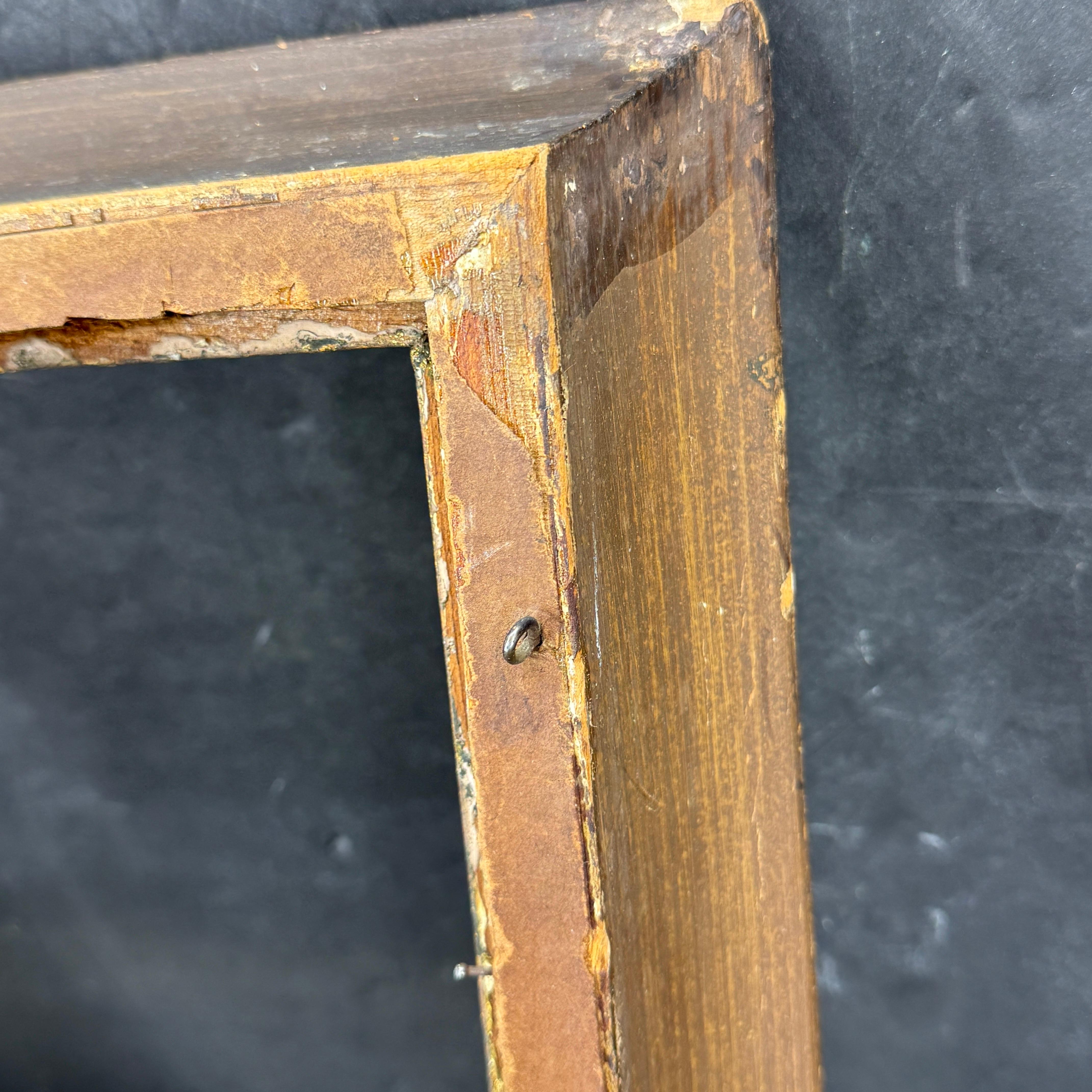 Vintage Französisch Rechteckig Gerippt Holz Vergoldet Kunstrahmen im Angebot 5