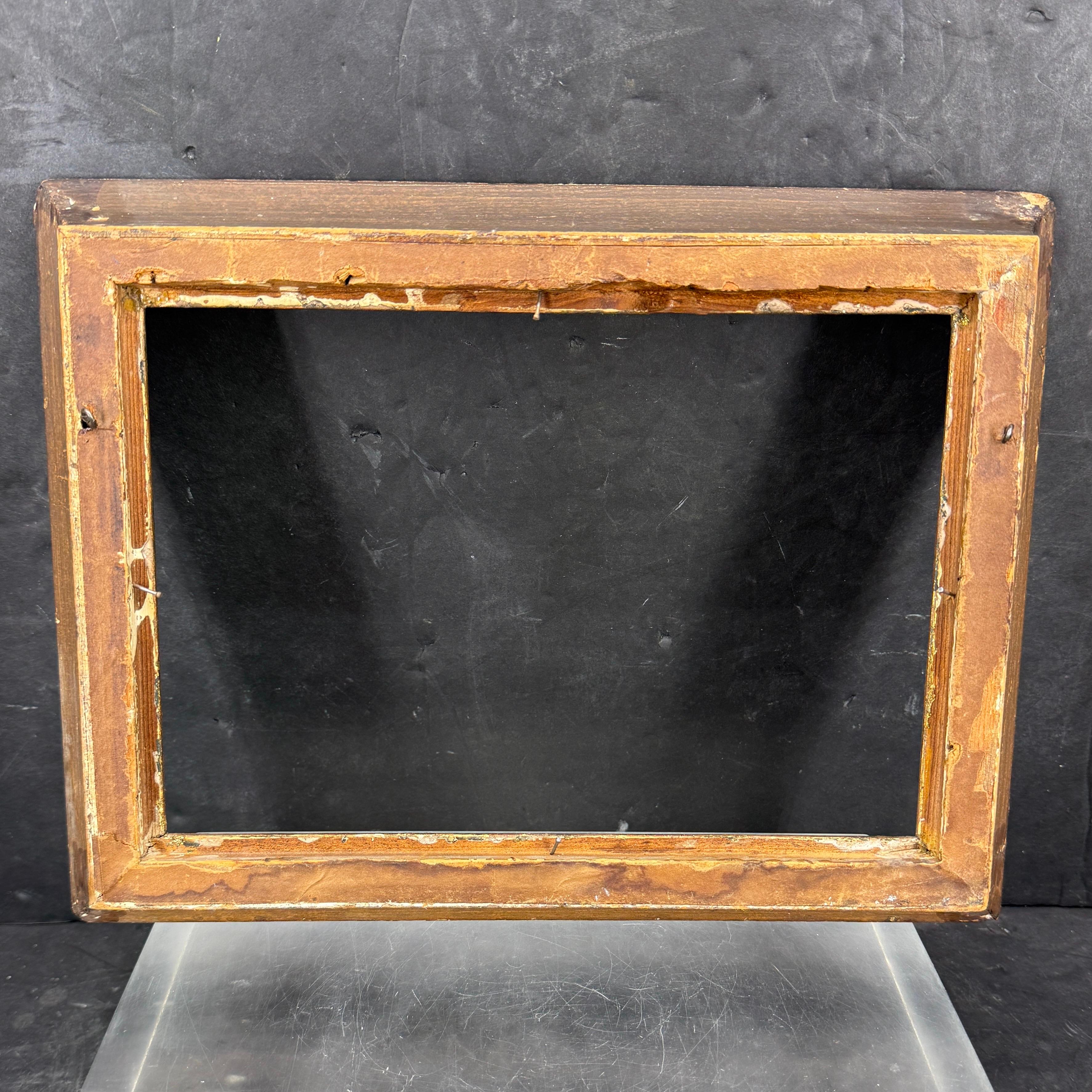 Vintage Französisch Rechteckig Gerippt Holz Vergoldet Kunstrahmen (Gold) im Angebot