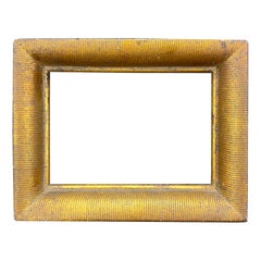 Vintage French Rectangular Ribbed Wood Gilt Gold Art Frame