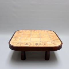Table basse rectangulaire vintage à carreaux de Roger Capron, France, circa 1970