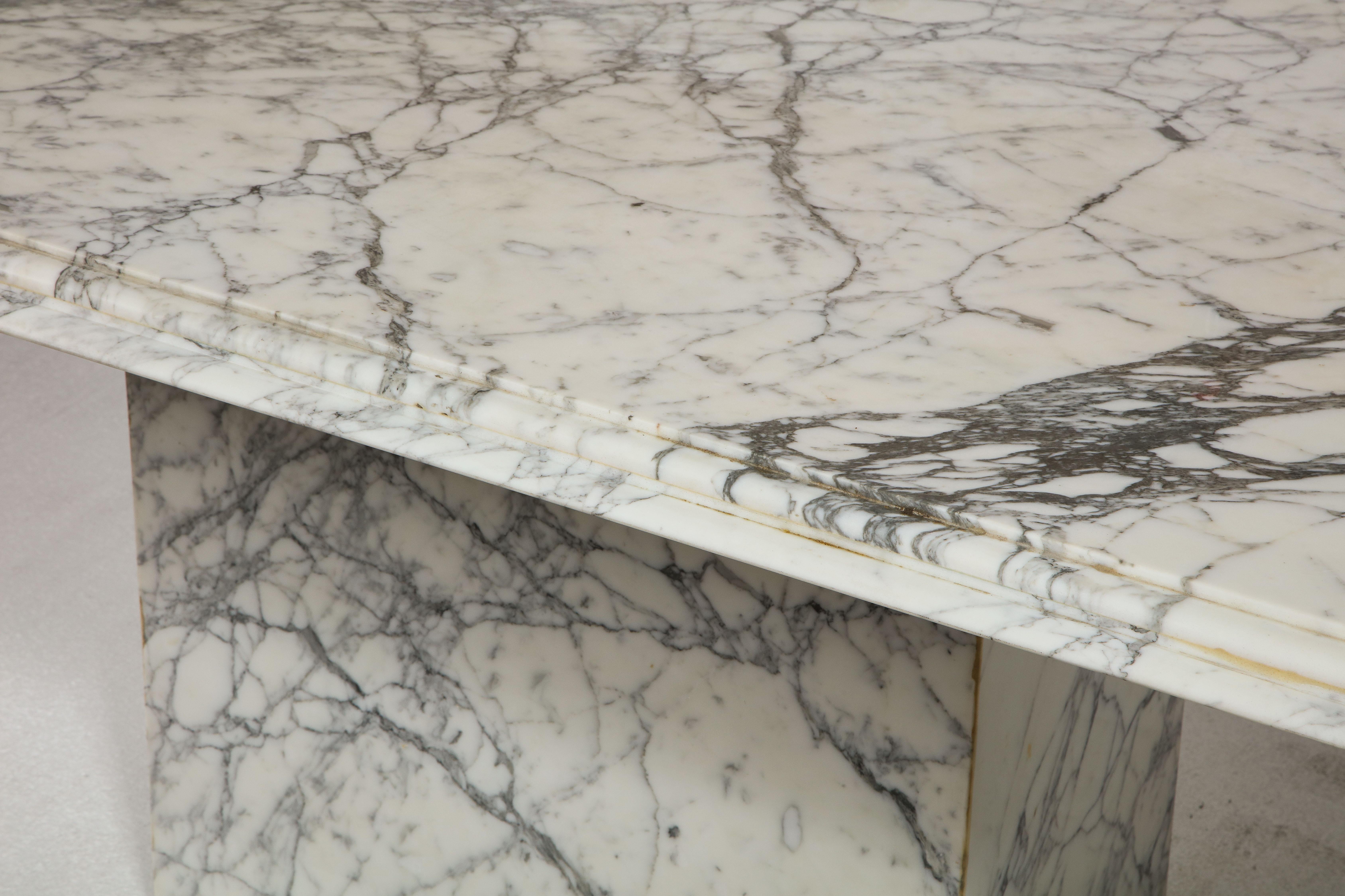 Vintage French Rectangular, White Black Marble Dining Conference Table In Good Condition In New York, NY