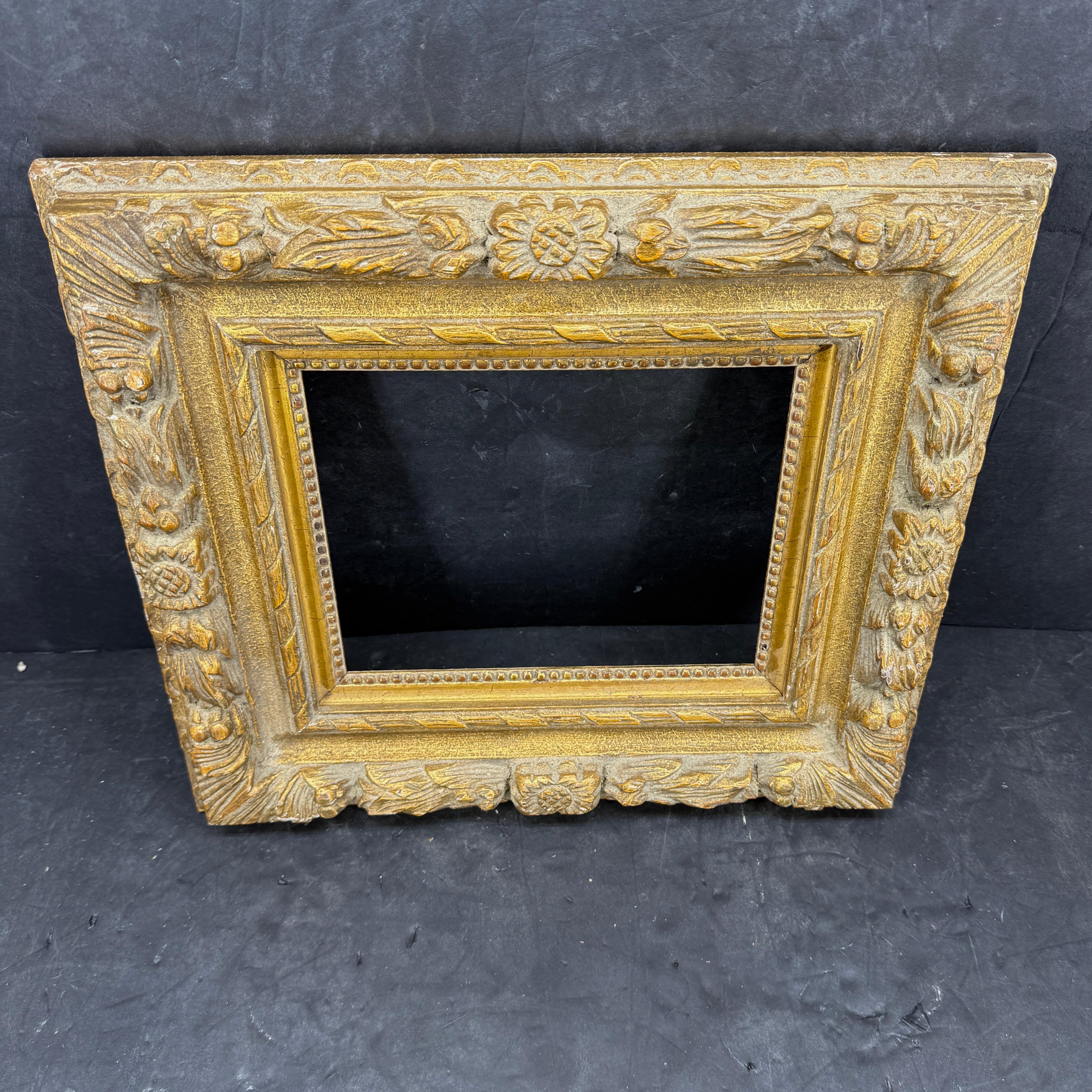 Vintage French Rectangular Wood Gilt Gold Art Frame For Sale 4