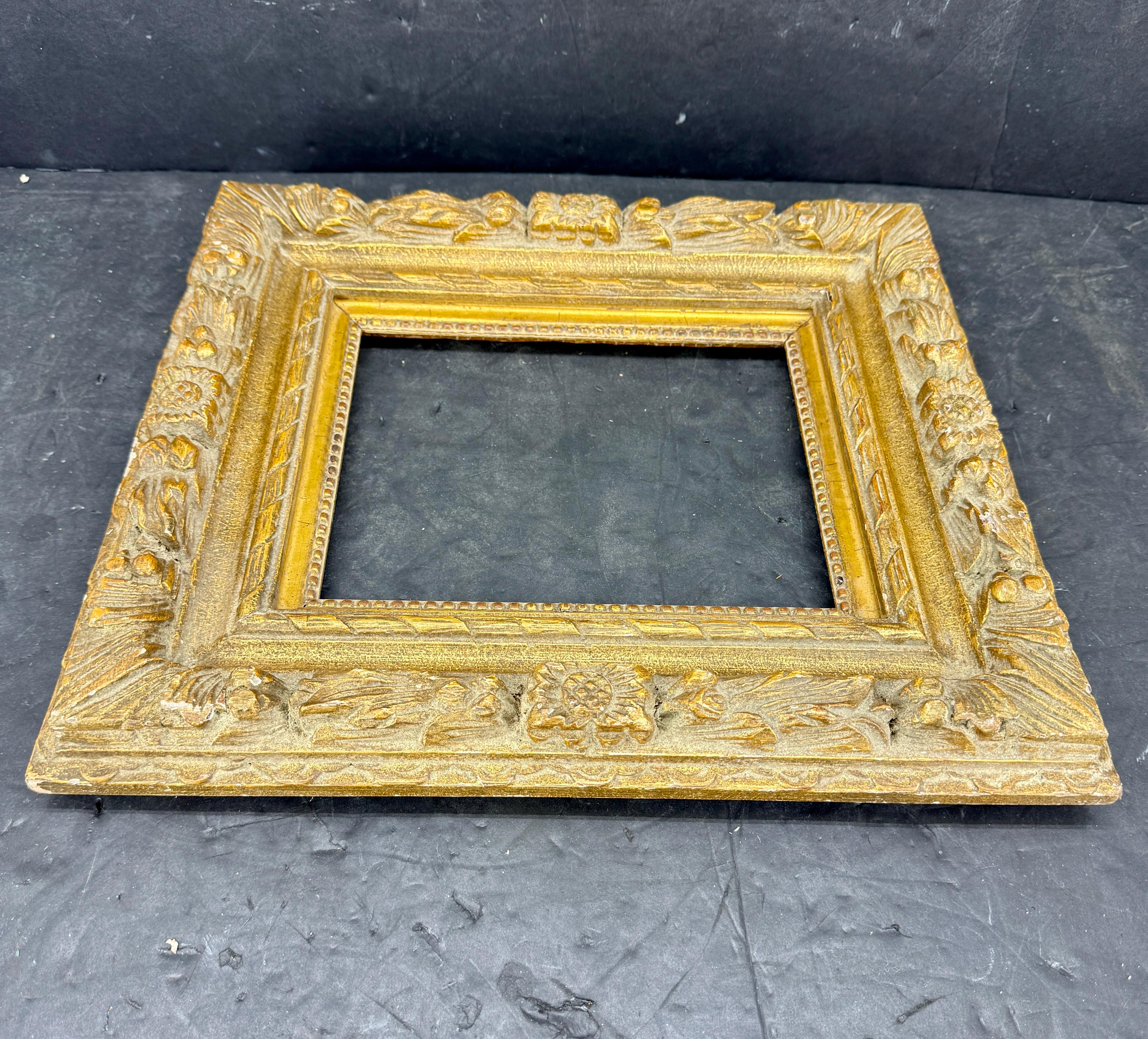 Baroque Vintage French Rectangular Wood Gilt Gold Art Frame For Sale