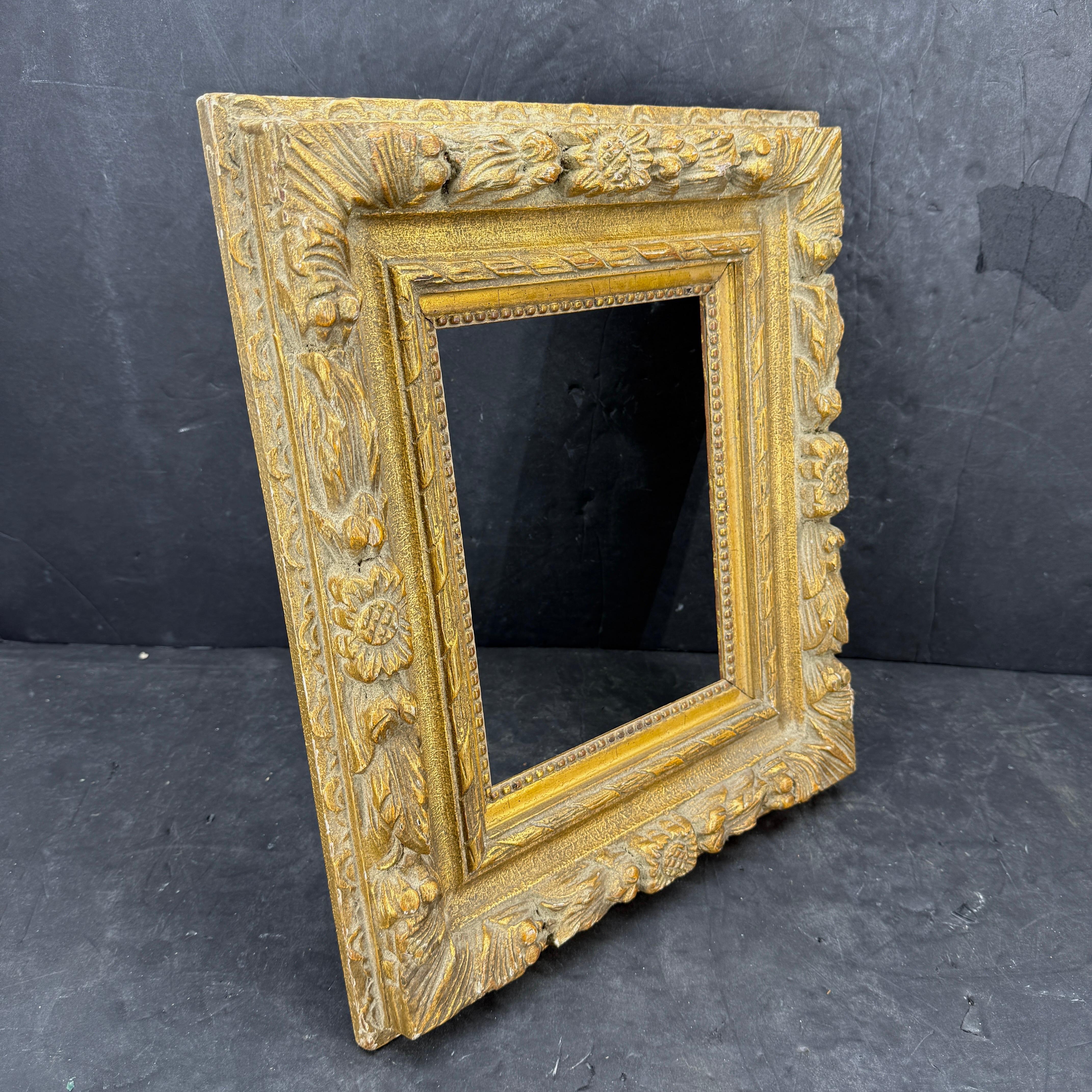 Vintage French Rectangular Wood Gilt Gold Art Frame For Sale 1