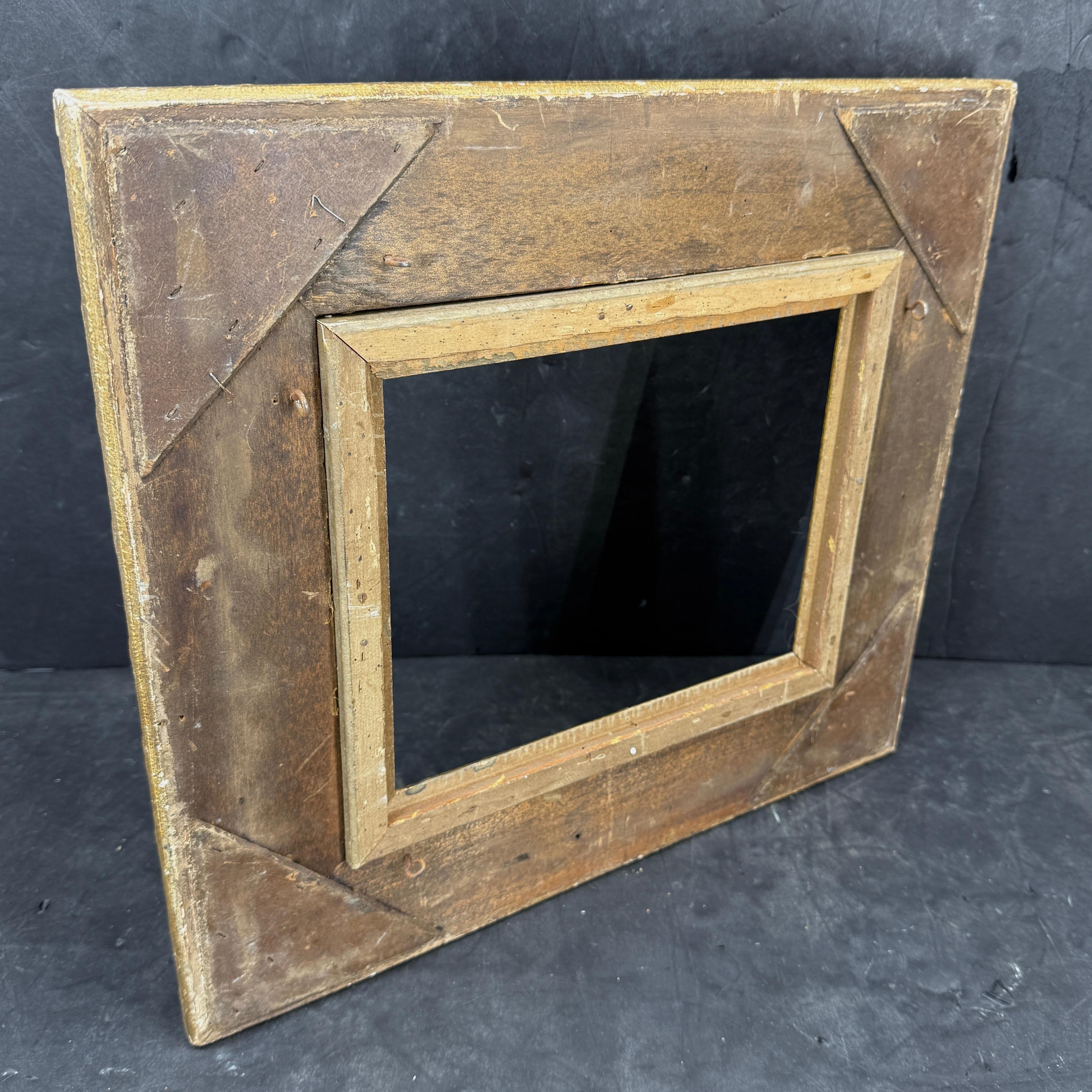 Vintage French Rectangular Wood Gilt Gold Art Frame For Sale 2