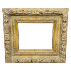 Vintage Französisch Rechteckige Holz vergoldet Gold Kunstrahmen