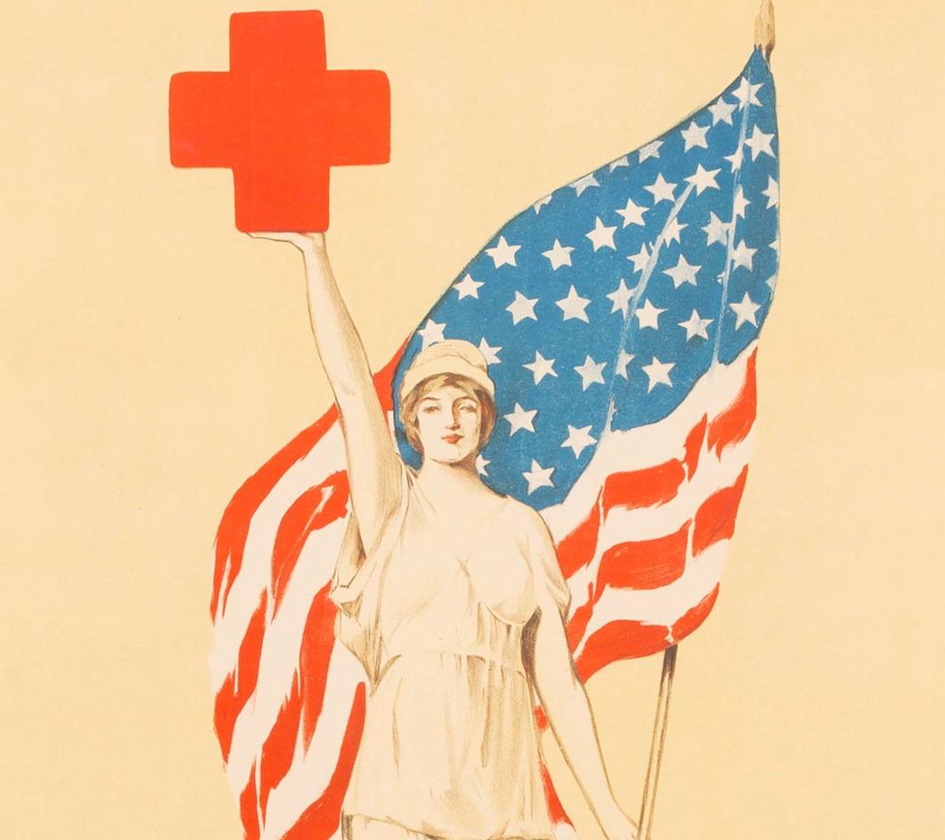 Französisches Vintage-Poster mit rotem Kreuz aus dem Ersten Weltkrieg, um 1918 (Frühes 20. Jahrhundert) im Angebot