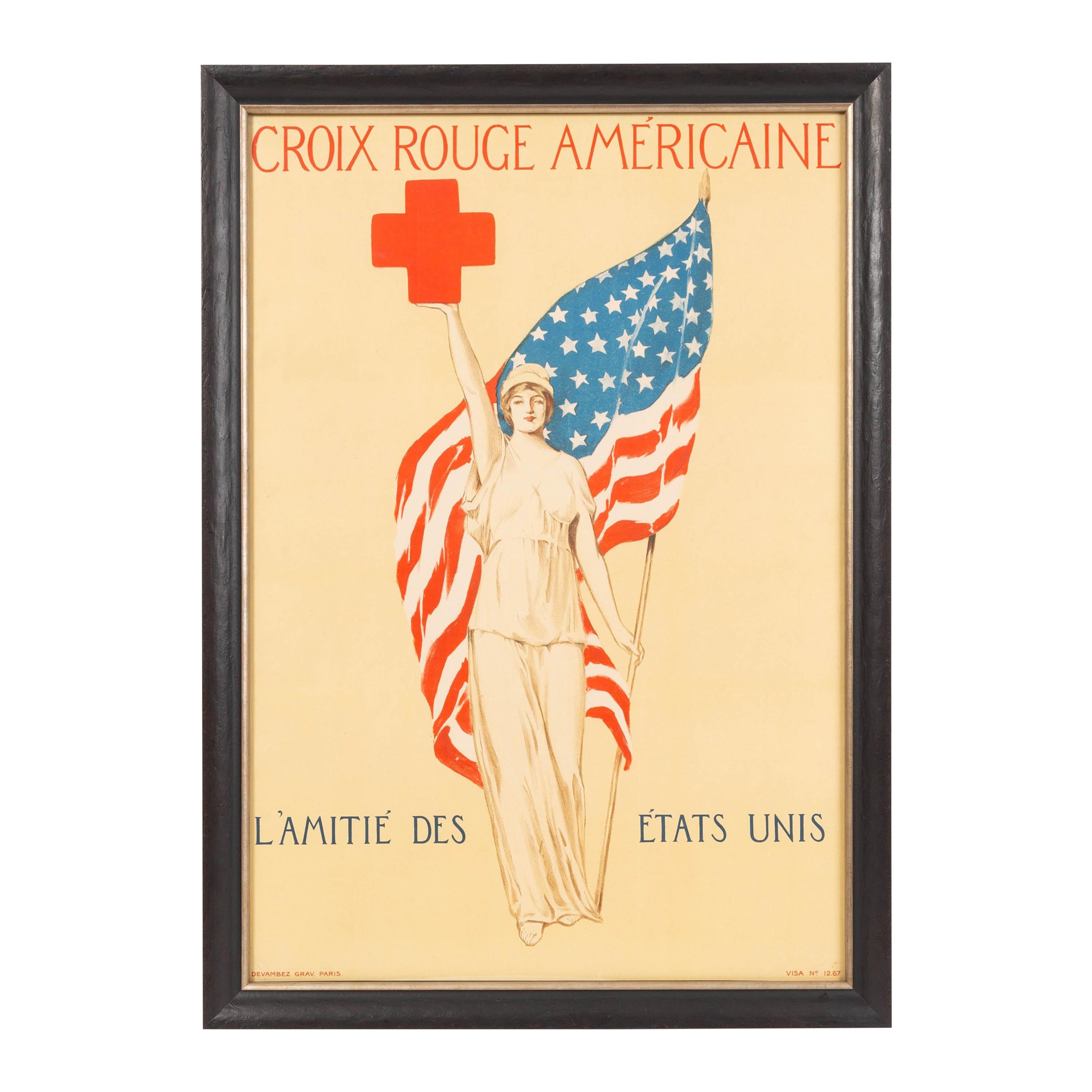 Vintage French Red Cross WWI Poster, circa 1918