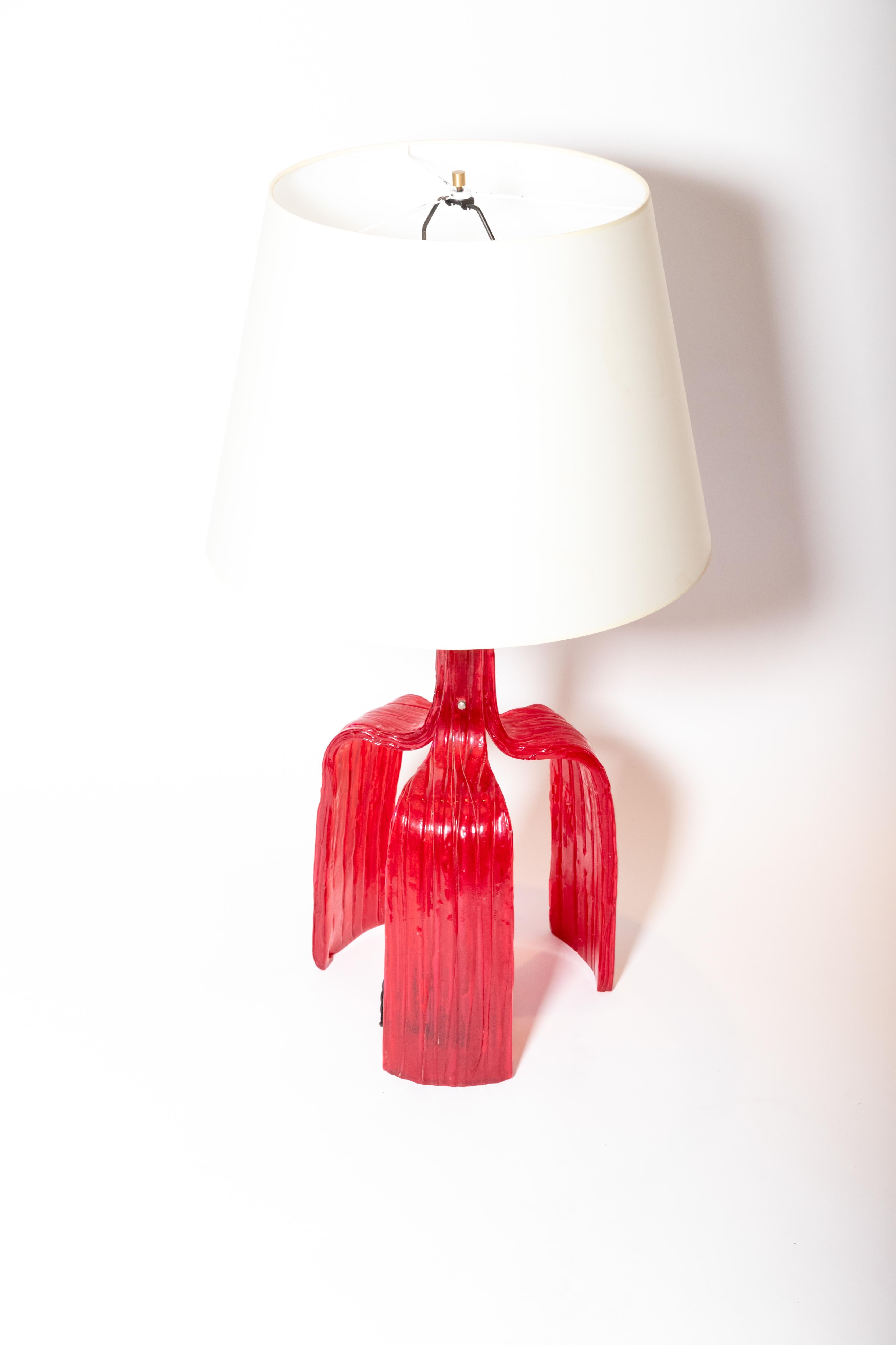 20th Century Vintage French Red Resin Bedside Table Lamp