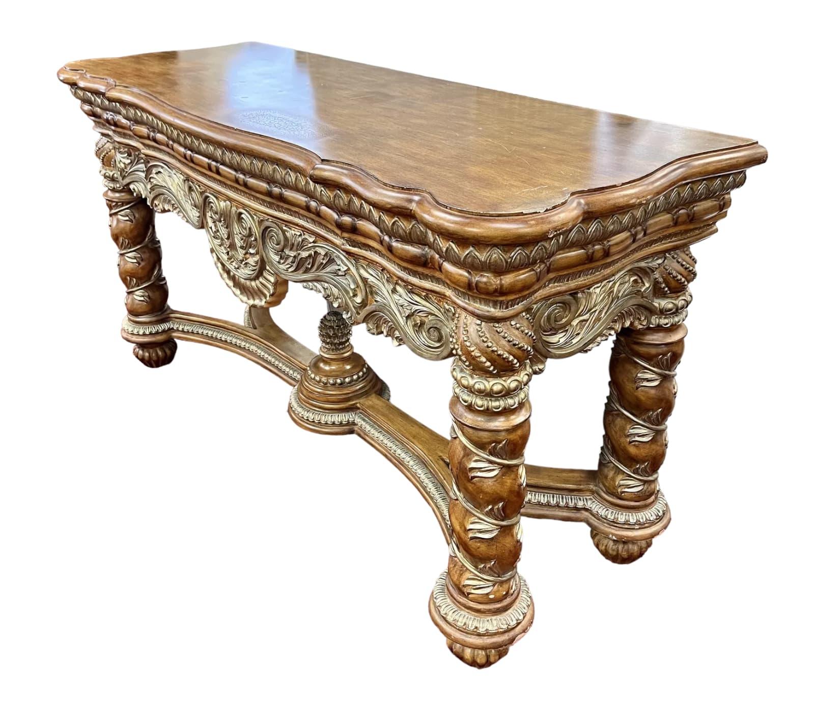 Carved Vintage French Regence Style Console Table