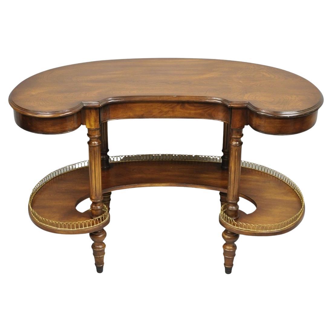 Vintage French Regency Cherry Wood "Kidney Bean" Desk Console Table w/ Drawer en venta