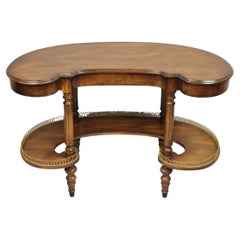 Vintage French Regency Cherry Wood "Kidney Bean" Desk Console Table w/ Drawer