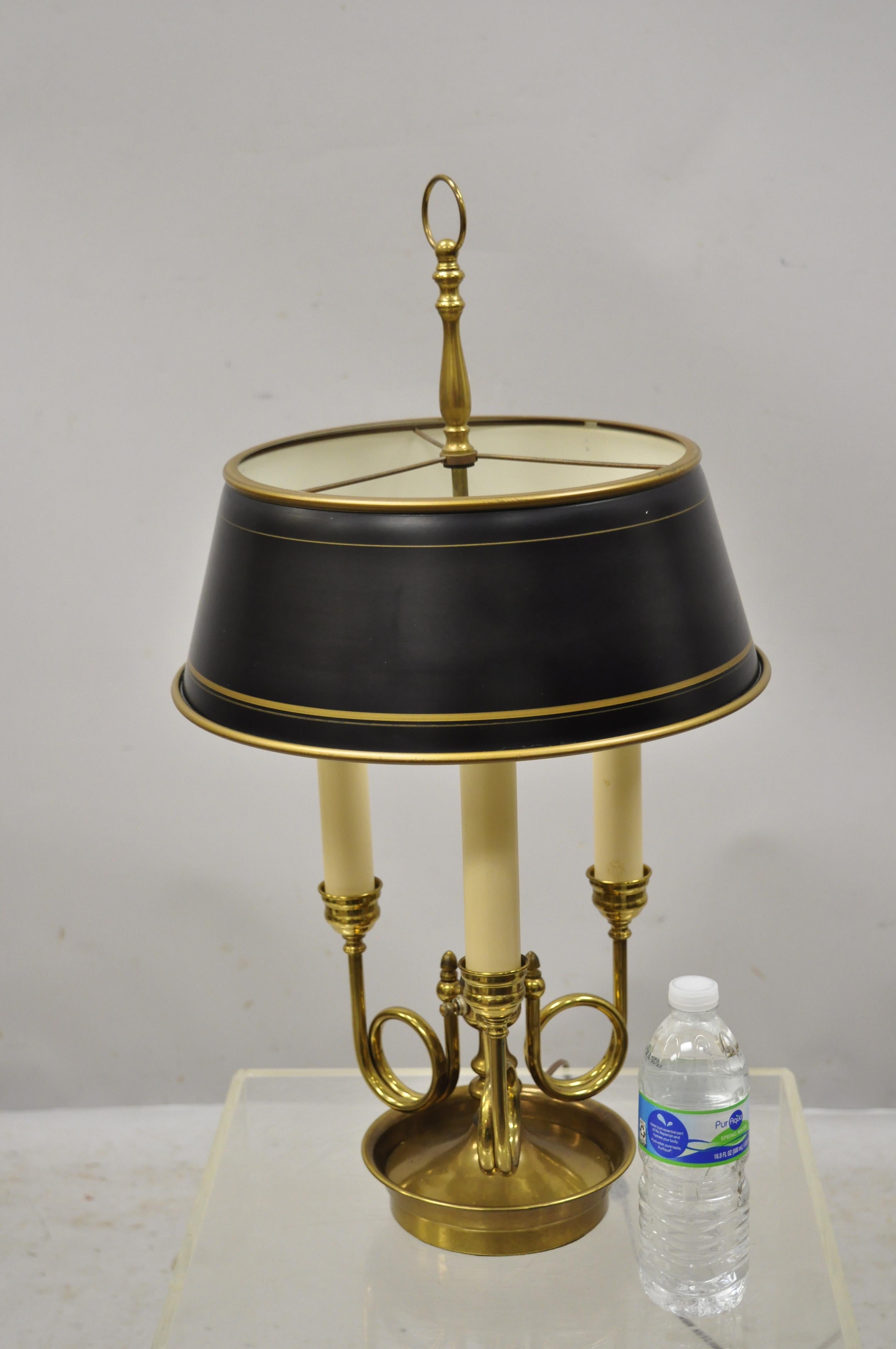 Vintage French Regency Empire Metal Brass Bouillotte Trumpet Desk Table Lamp 5