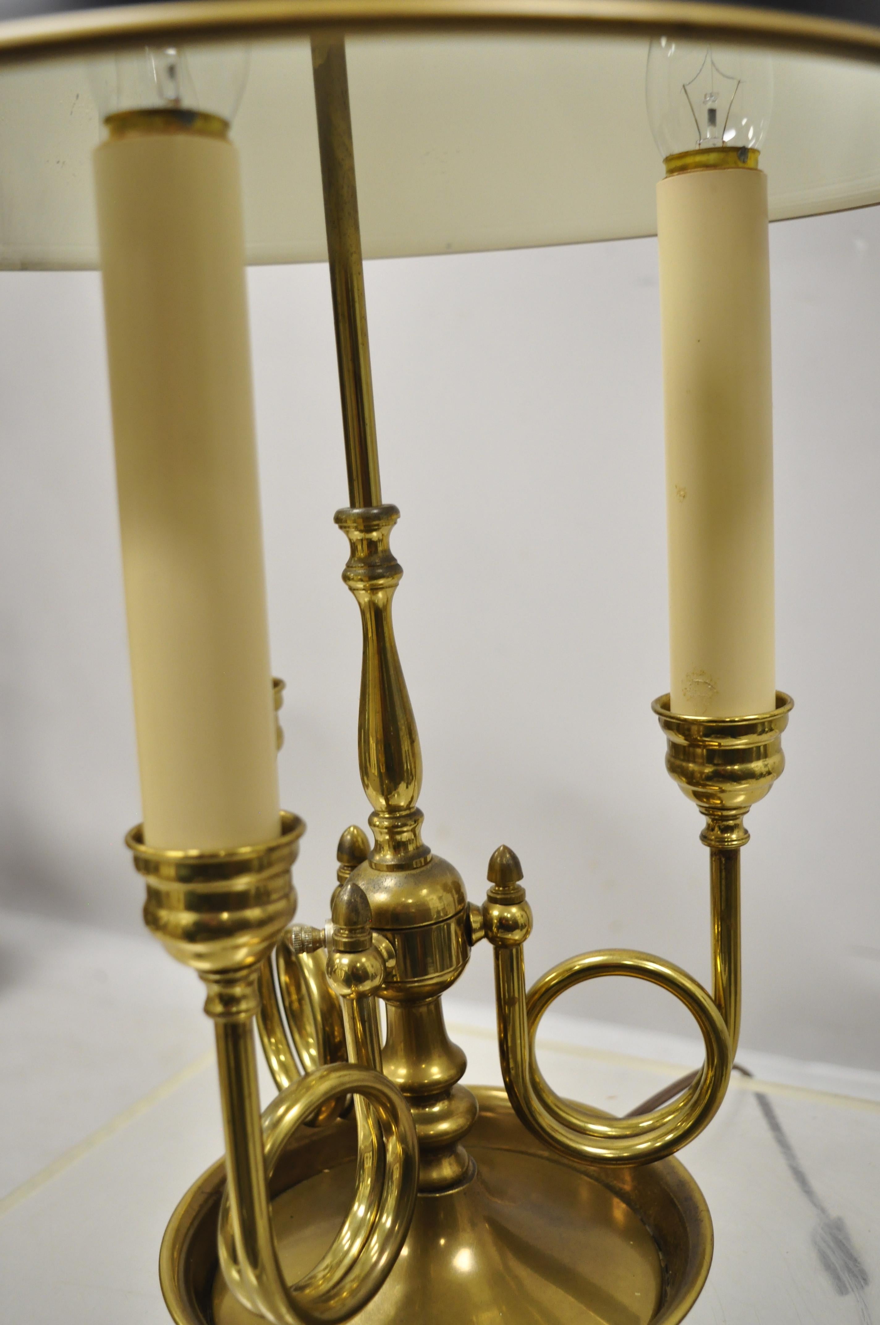 North American Vintage French Regency Empire Metal Brass Bouillotte Trumpet Desk Table Lamp