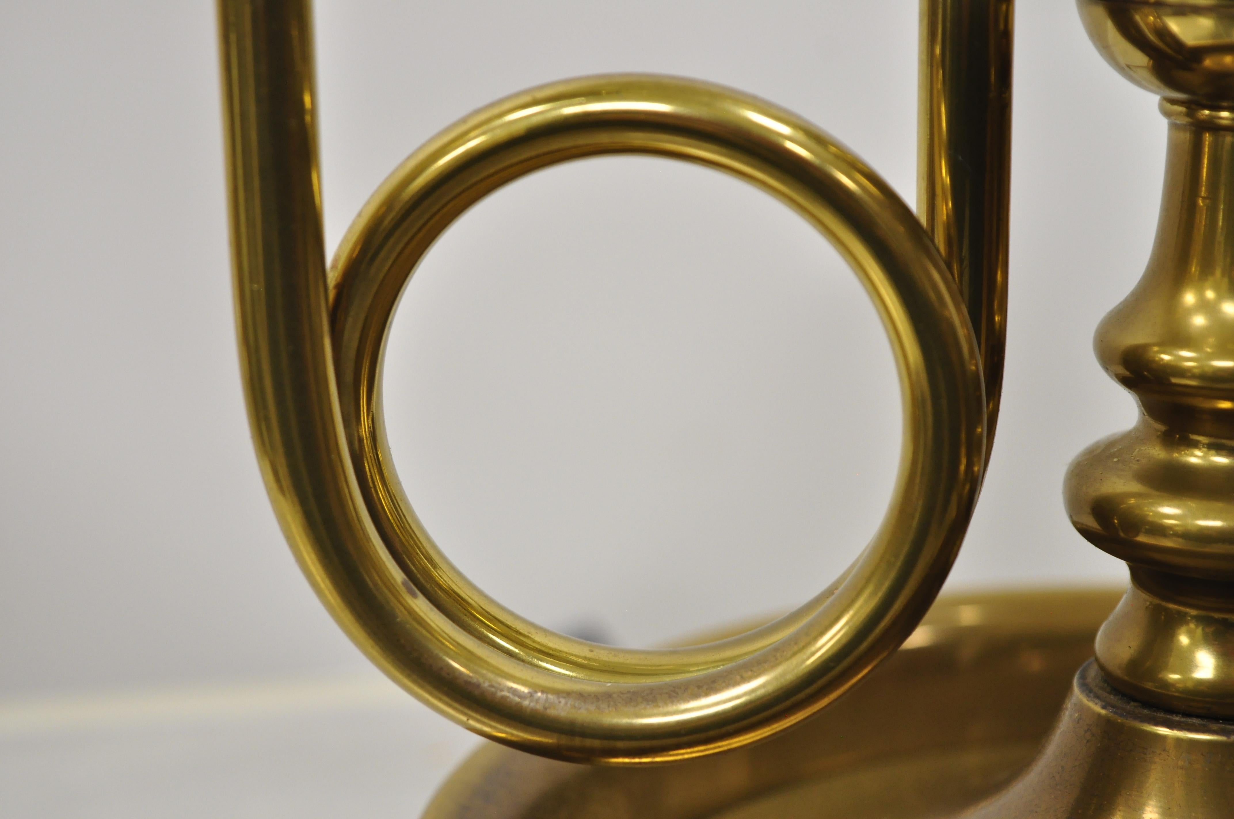 Vintage French Regency Empire Metal Brass Bouillotte Trumpet Desk Table Lamp In Good Condition In Philadelphia, PA