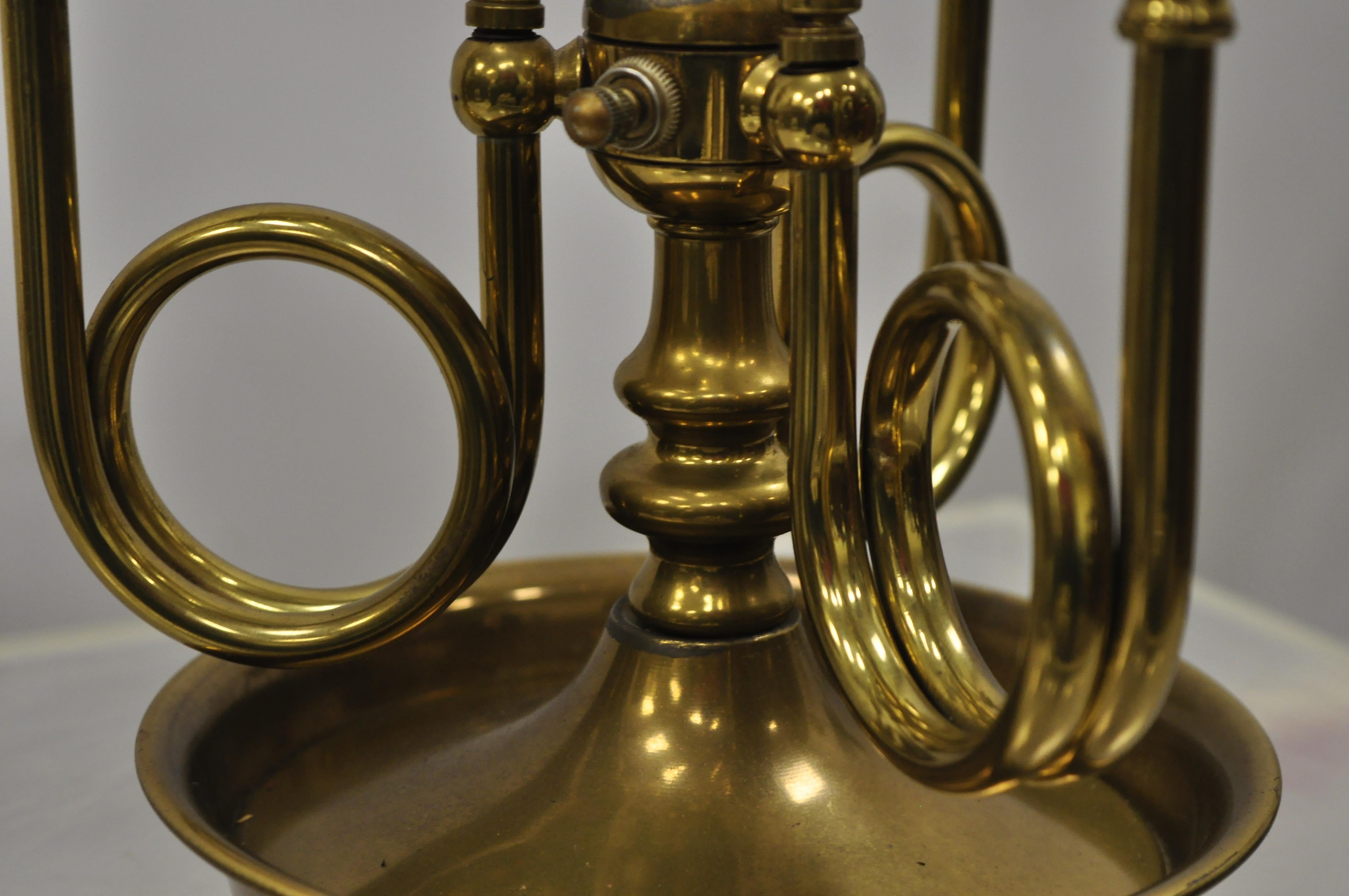 20th Century Vintage French Regency Empire Metal Brass Bouillotte Trumpet Desk Table Lamp