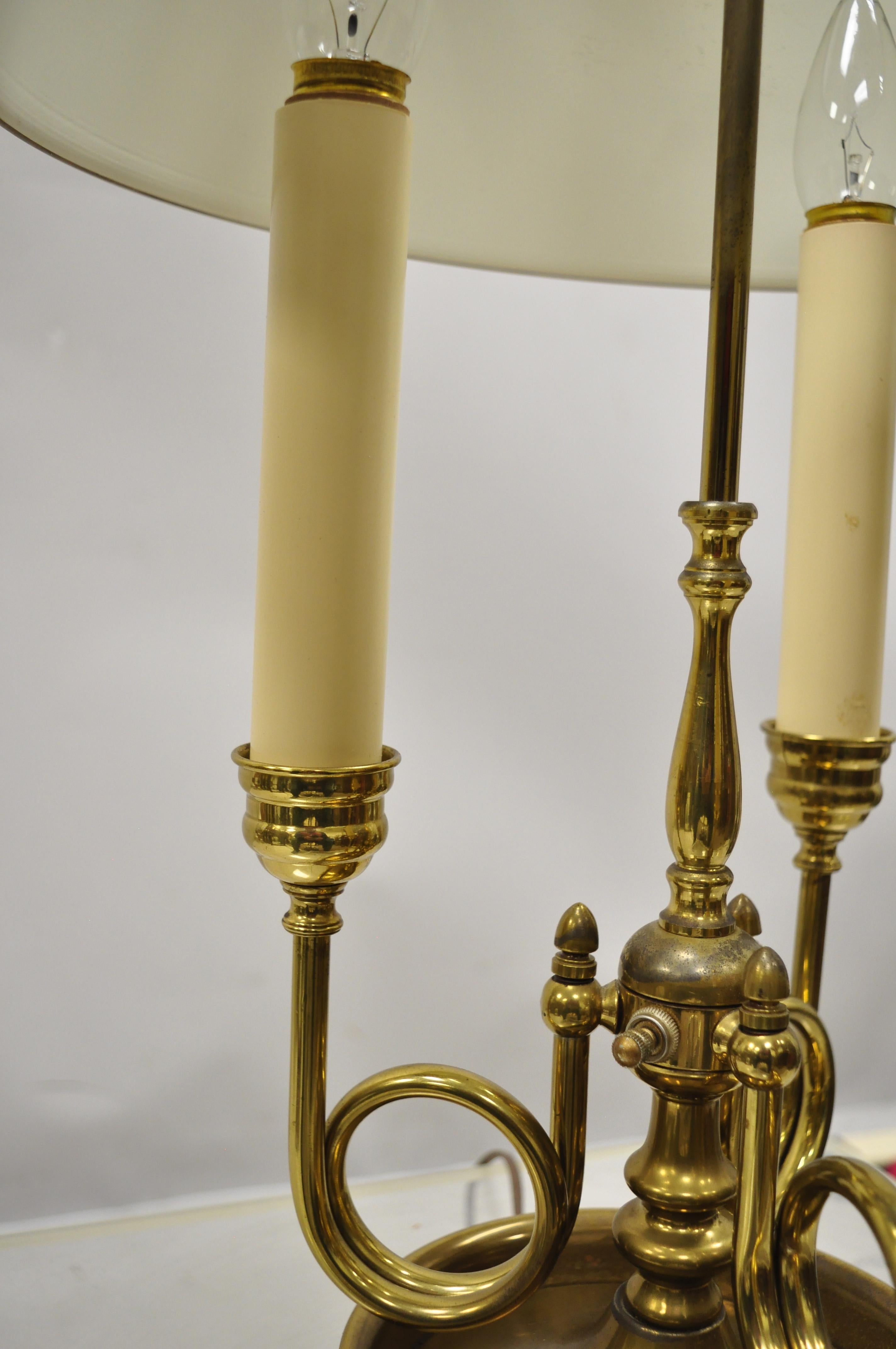 Vintage French Regency Empire Metal Brass Bouillotte Trumpet Desk Table Lamp 2