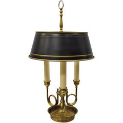 Vintage French Regency Empire Metal Brass Bouillotte Trumpet Desk Table Lamp