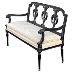 Banc vintage de style Régence française Louis XVI en bois ébénisé
