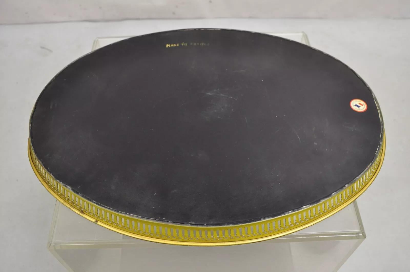 Vintage French Regency Metal Toleware Yellow & Gold Oval Tray by Bloomingdale's 5