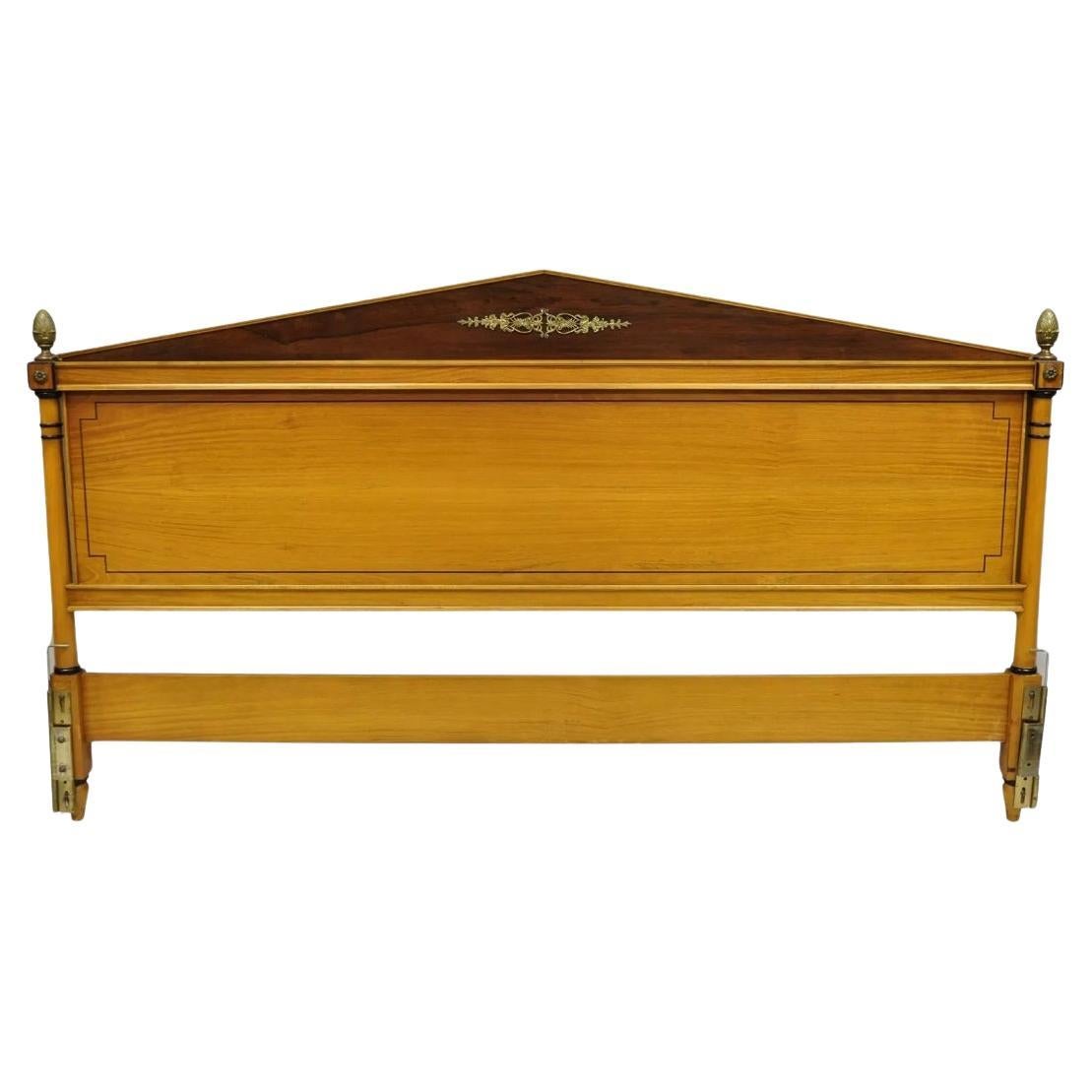 Vintage French Regency Neoclassical Rosewood & Satinwood King Size Bed Headboard