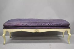 Vintage French Regency Neoclassical Style Hoof Foot 62" Upholstered Window Bench