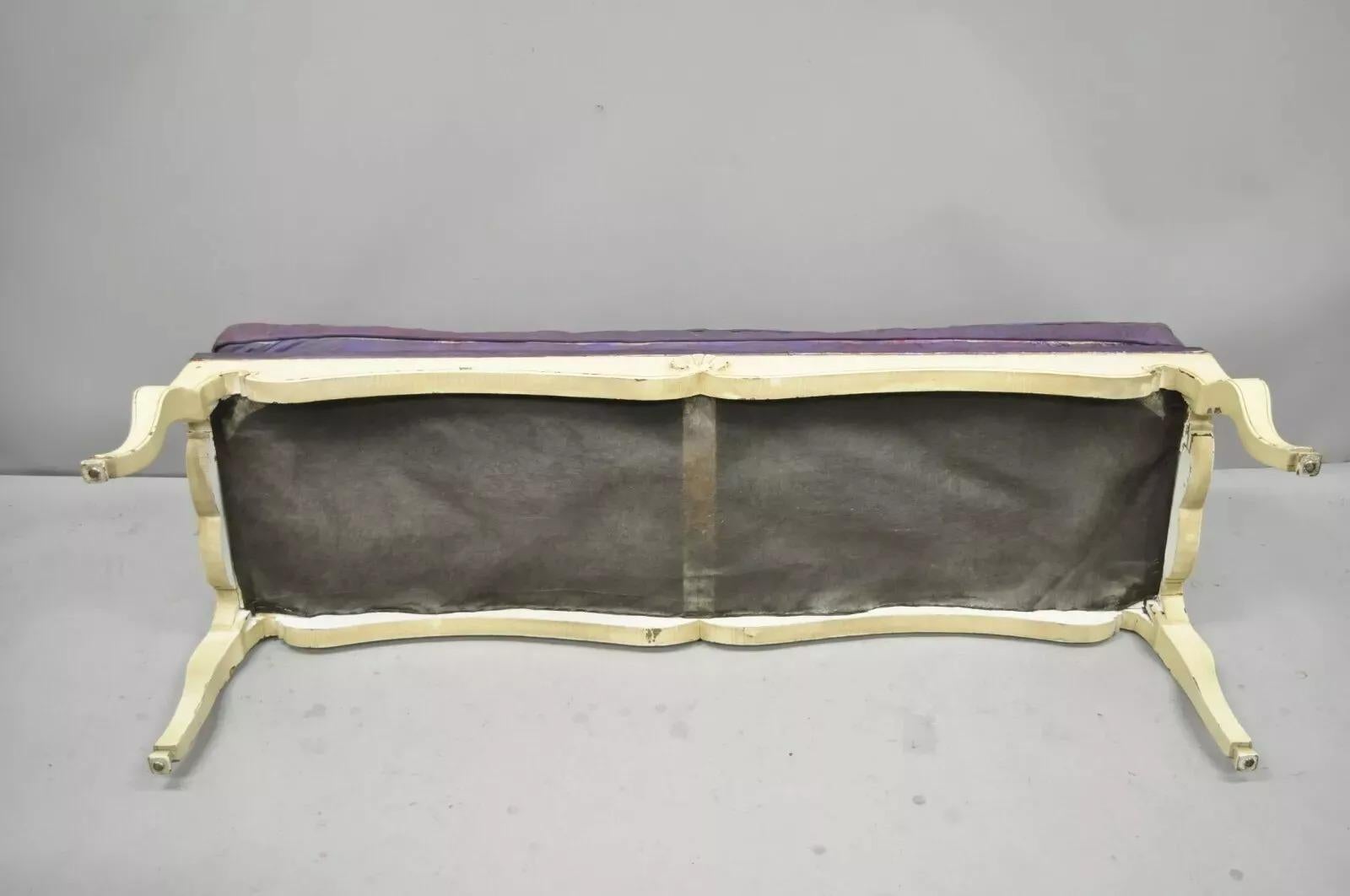 Banco de ventana tapizado Vintage French Regency Neoclassical Style Hoof Foot 62 2