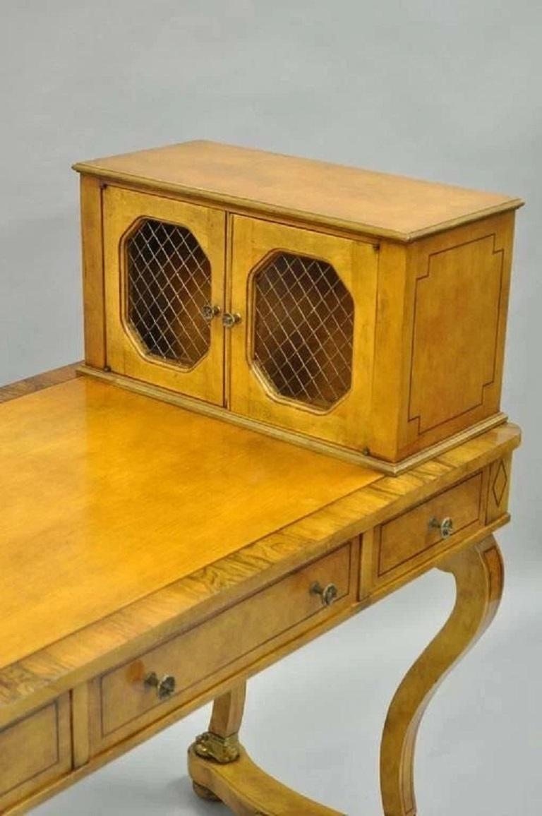Vintage French Regency Rosewood & Walnut Cartonnier Table Desk w Bronze Paw Feet In Good Condition For Sale In Philadelphia, PA