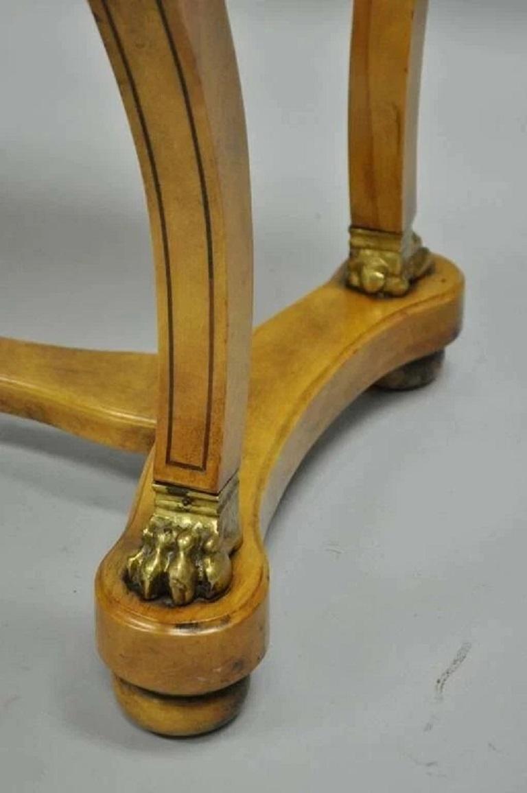 20th Century Vintage French Regency Rosewood & Walnut Cartonnier Table Desk w Bronze Paw Feet For Sale