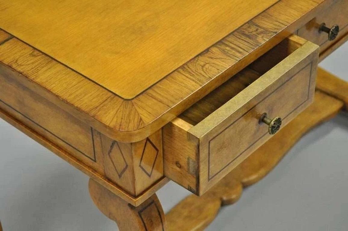 Vintage French Regency Rosewood & Walnut Cartonnier Table Desk w Bronze Paw Feet For Sale 1
