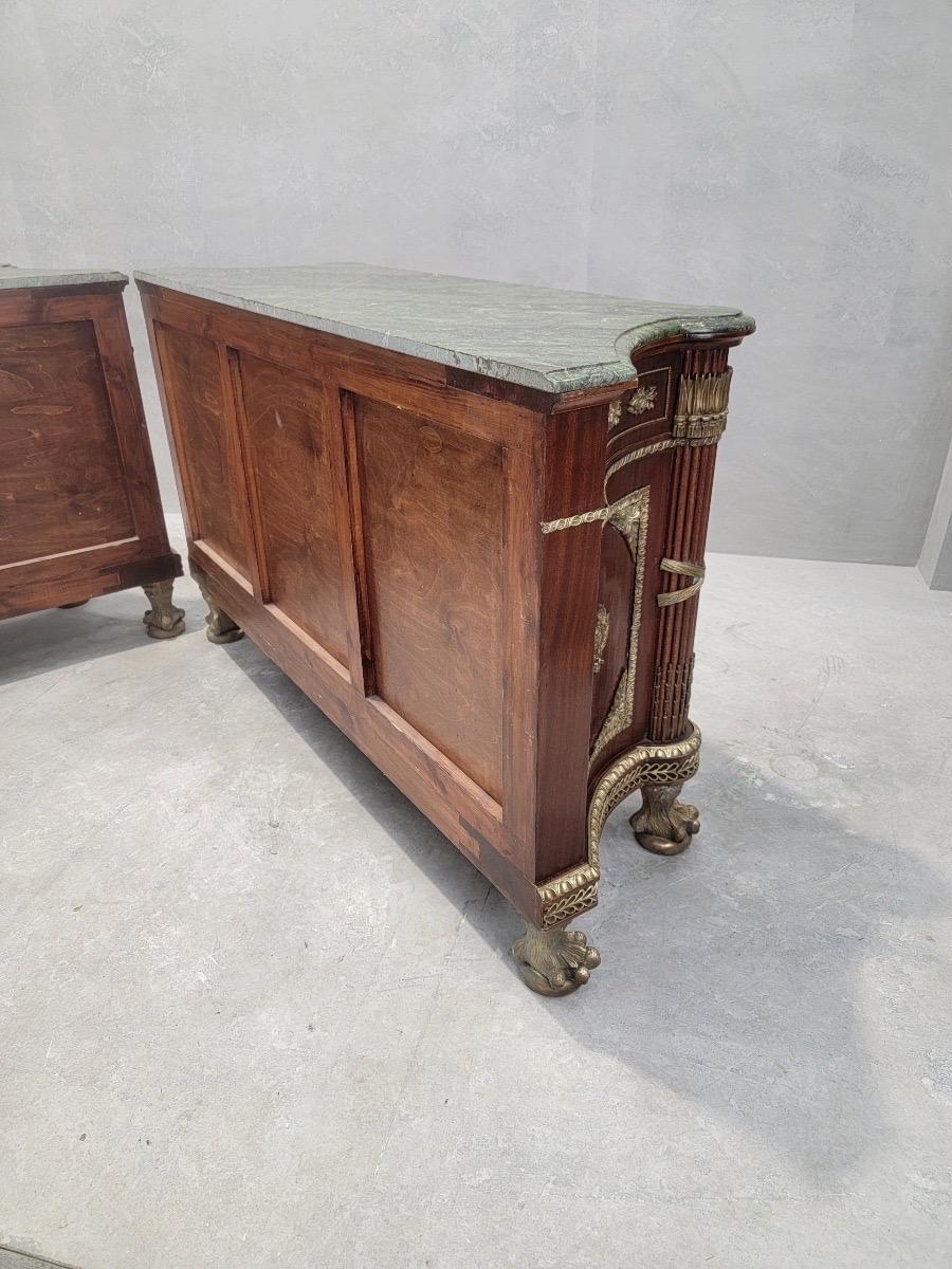 Vintage French Regency Style Brass Ormolu Marble Top Sideboard/Cabinet -Pair For Sale 7