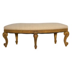 Vintage French Regency Style Carved Giltwood Foot Stool Bench, 20th Century