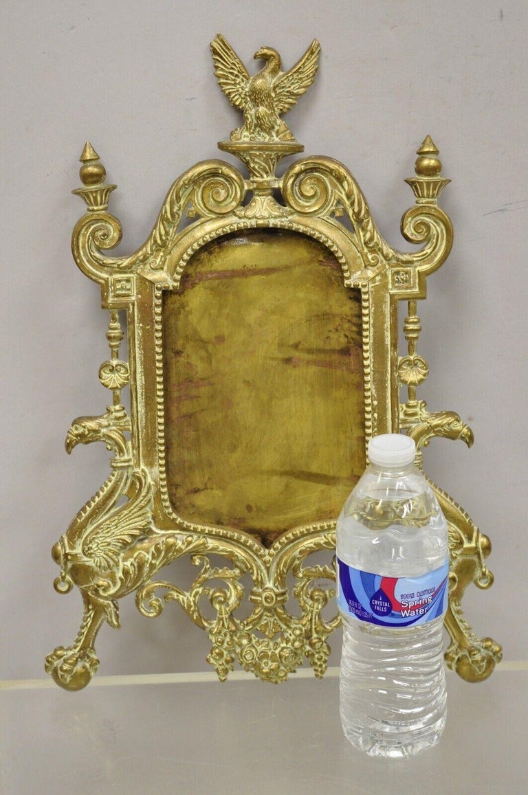 Vintage French Regency Style Cast Brass Bronze Figural Eagle Picture