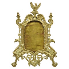 Used French Regency Style Cast Brass Bronze Figural Eagle Picture Frame