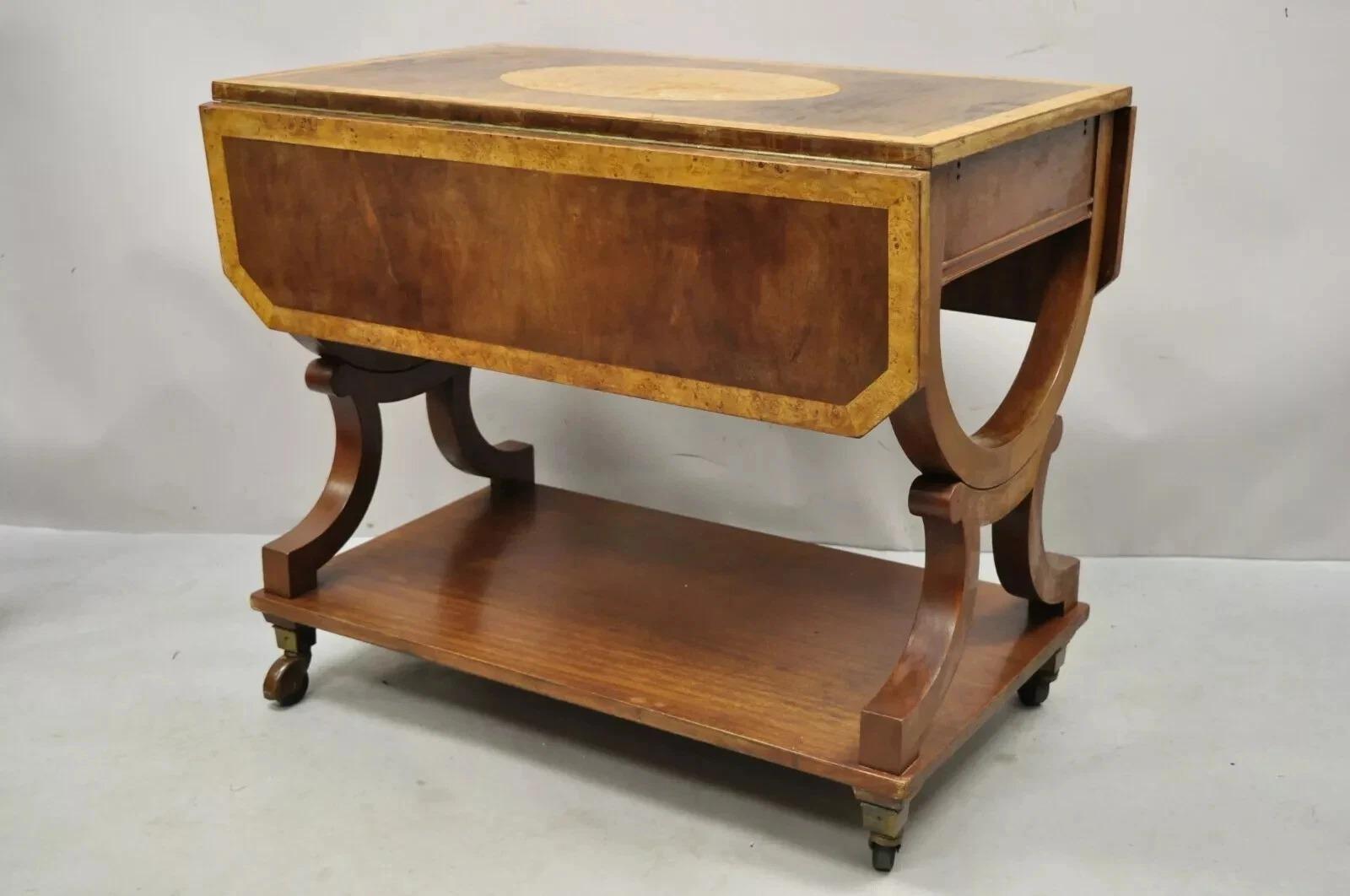 Vintage Französisch Regency Style Dropleaf Mahagoni Bar Cart Serviertisch auf Rädern im Angebot 7