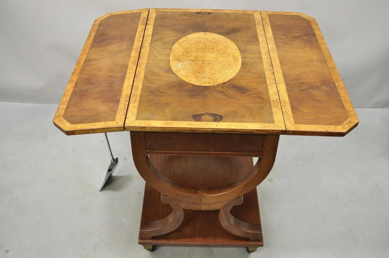 Vintage Französisch Regency Style Dropleaf Mahagoni Bar Cart Serviertisch auf Rädern im Angebot 3